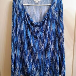 Liz Claiborne Blue Chevron Blouse